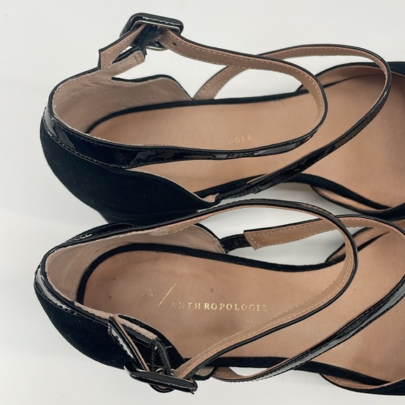 Anthropologie Strappy Heels in Black Suede 9M S59 - Picture 4 of 8